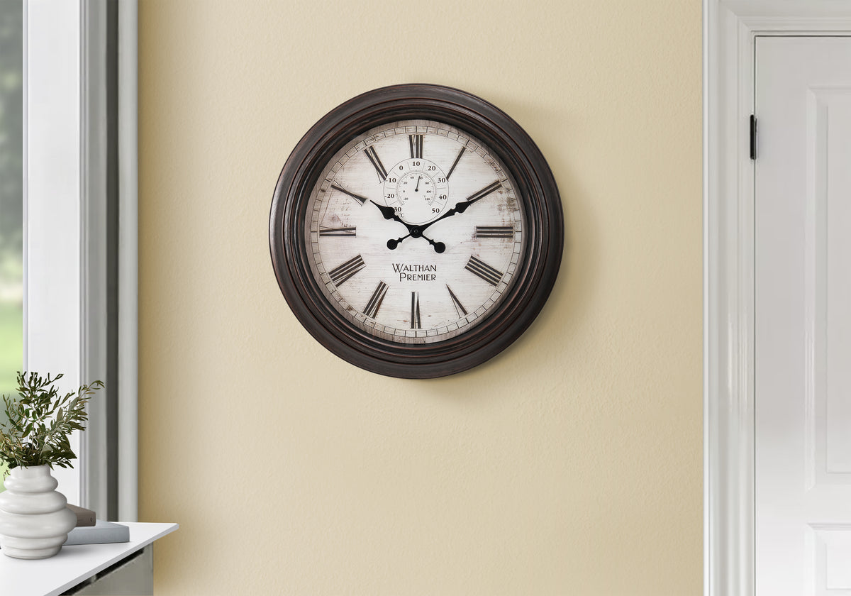 Earvin - Clocks 20" Round Wall Clock Brown Transitional
