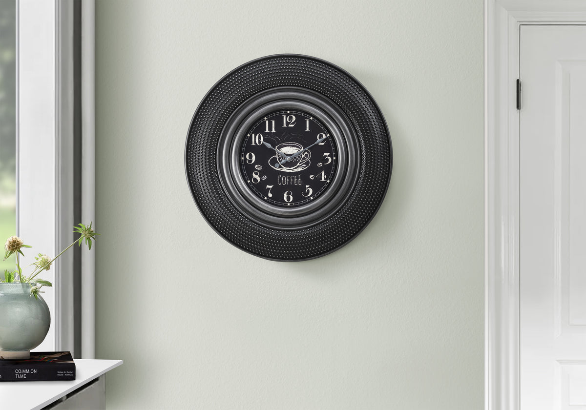 Kyoto - Clocks 20" Round Charcoal Grey Transitional