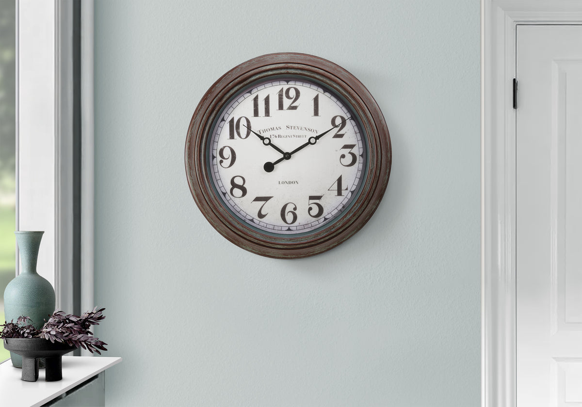 Parcenet - Clocks 20" Round Wall Clock Antique Brown Transitional