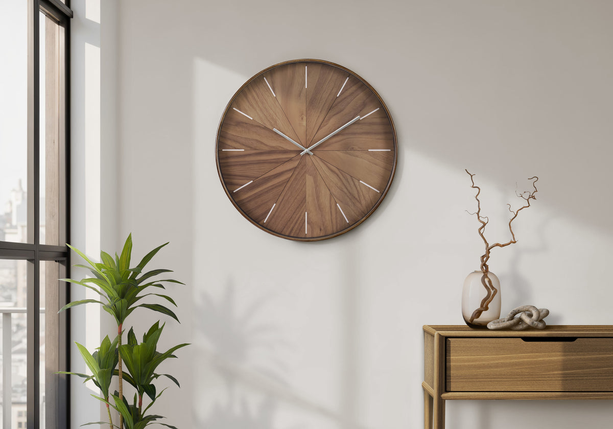 Adrena - Clocks 20" Round Wall Clock Light Brown Face Brown Frame