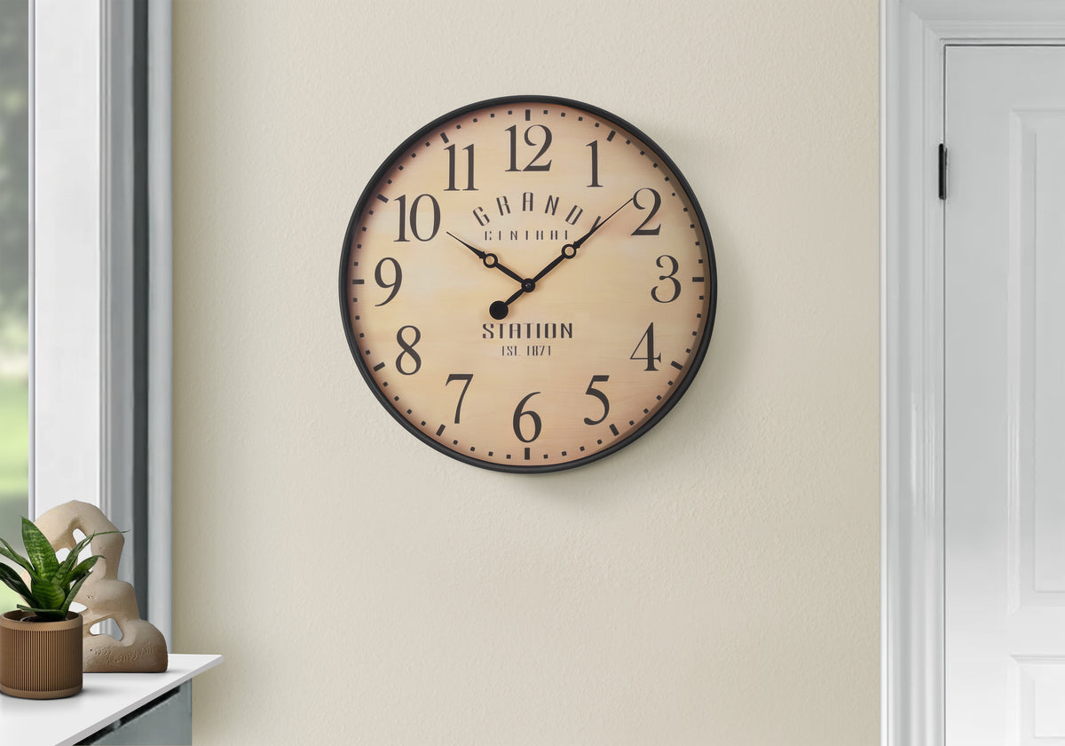 Arween - Clocks 20" Round Wall Clock Antique Brown Transitional
