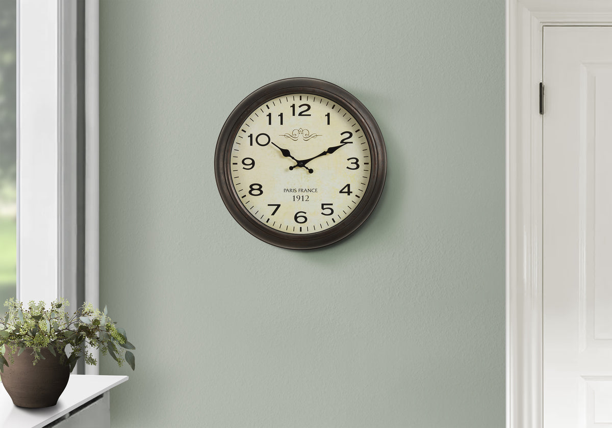 Gates - Clocks 16" Round Wall Clock Antique Brown Transitional