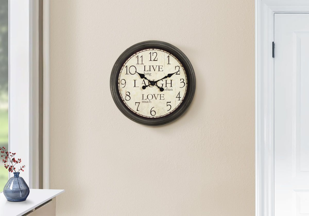 Macayle - Clocks 16" Round Wall Clock Antique Brown Transitional