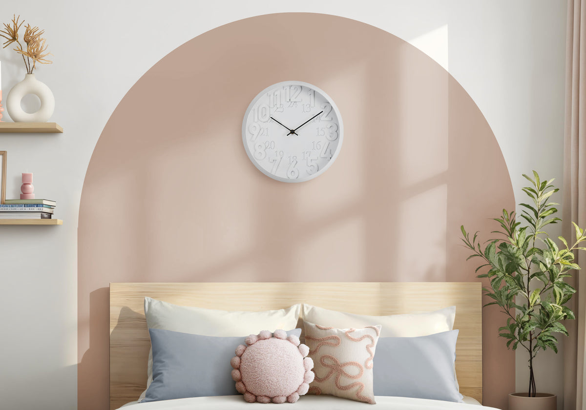 Angie - Clocks 12" Round Wall Clock Juvenile White Face White Frame
