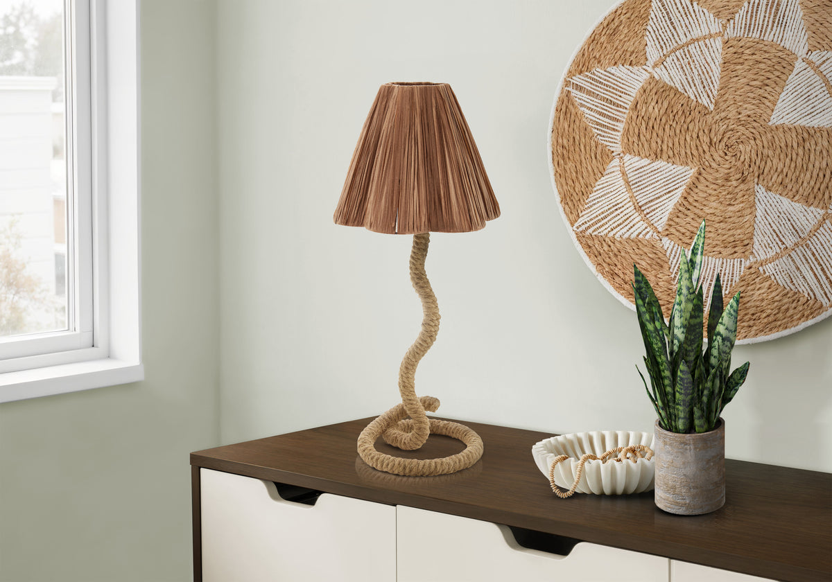 Lighting, 22""H, Table Lamp, Brown Rope, Brown Paper Shade, Classic Boho
