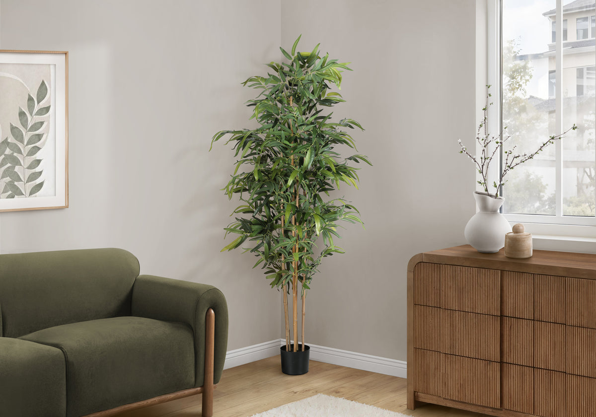 Nenet - Artificial Plant 83" Tall Bamboo Tree Floor Indoor Potted Real