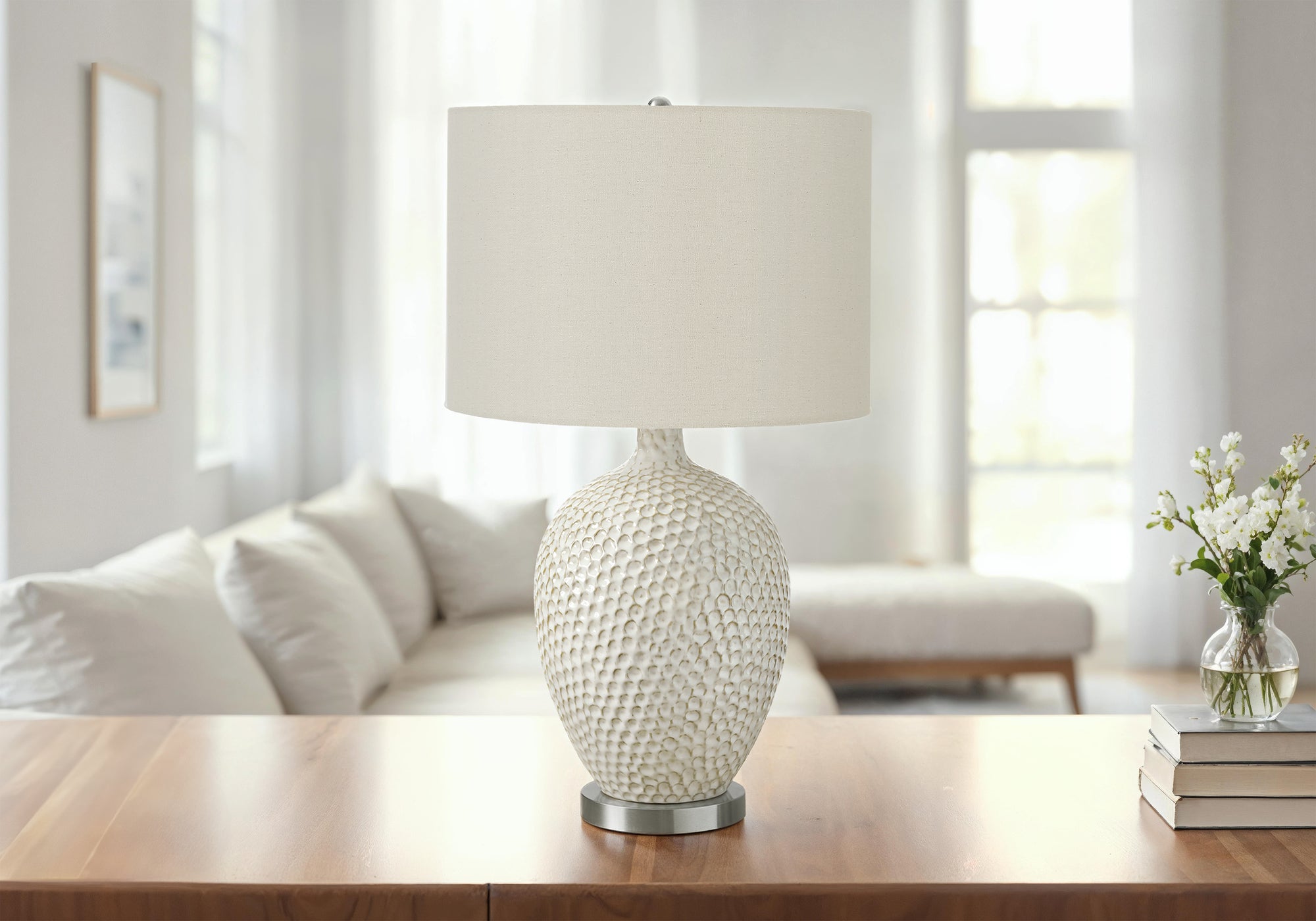 Mari - Lighting 28"H Table Lamp Cream Ceramic Ivory / Cream Shade