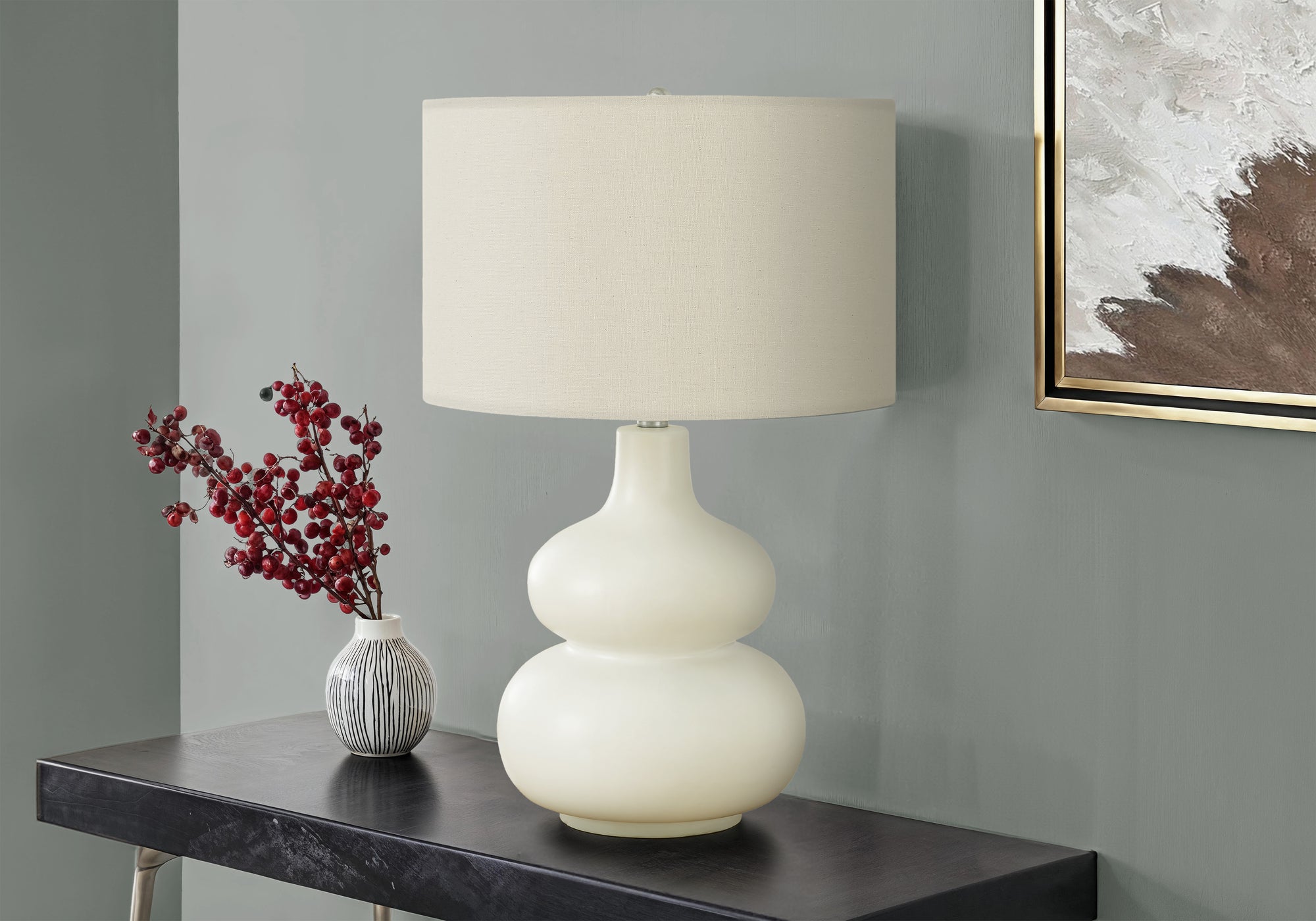 Aveena - Lighting 25"H Table Lamp Ivory / Cream Shade Cream Ceramic