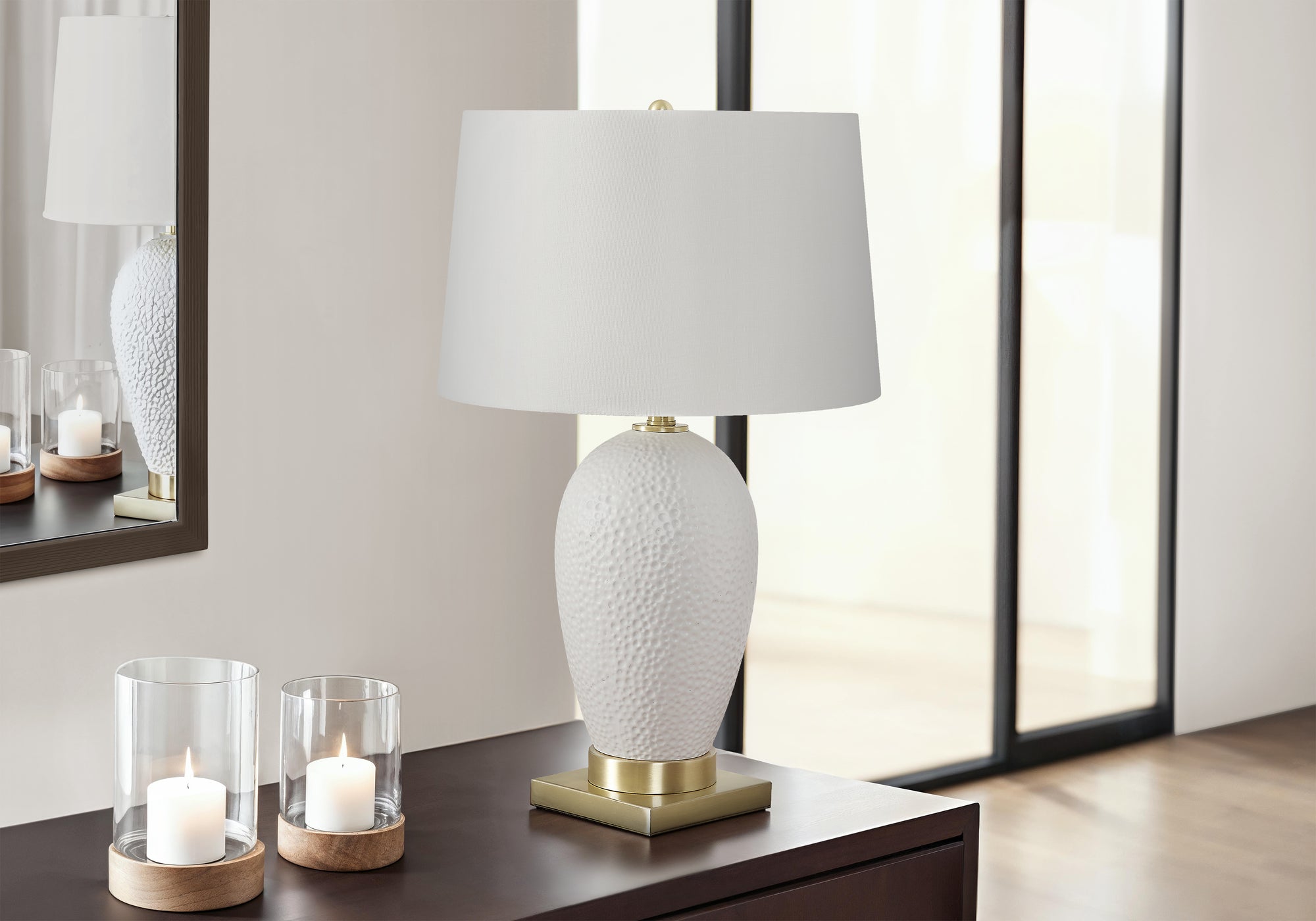 Delfina - Lighting 26"H Table Lamp White Ceramic Ivory / Cream Shade