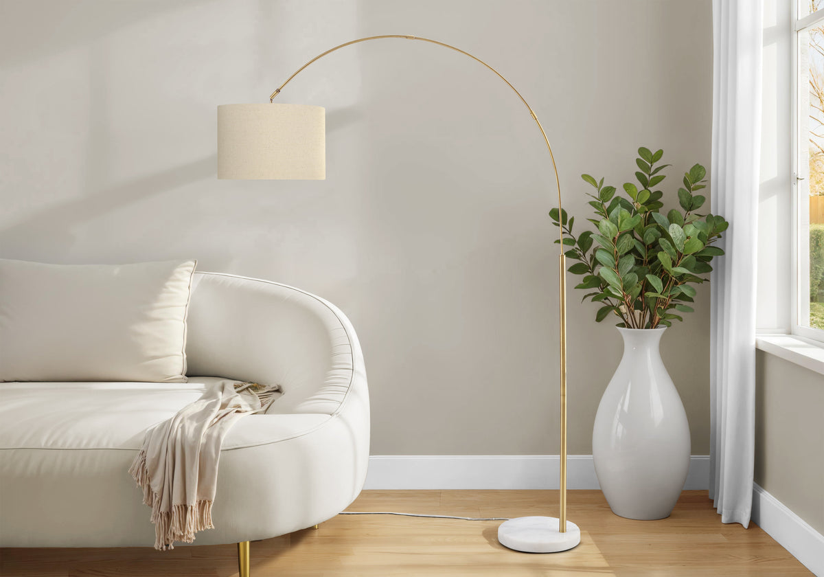 Jeriah - Lighting 79"H Floor Lamp Brass Metal Beige Shade Contemporary