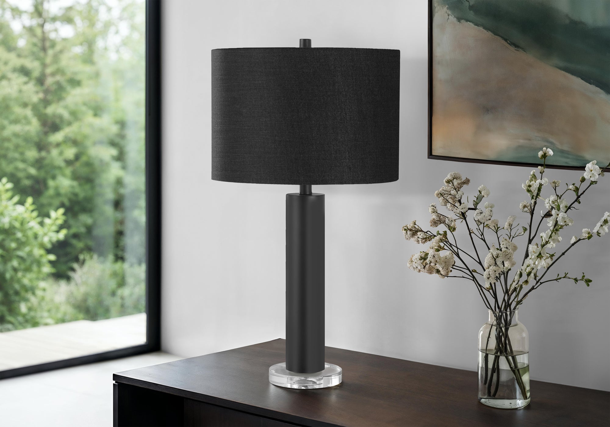 Adora - Lighting 28"H Table Lamp Black Metal Black Shade Contemporary