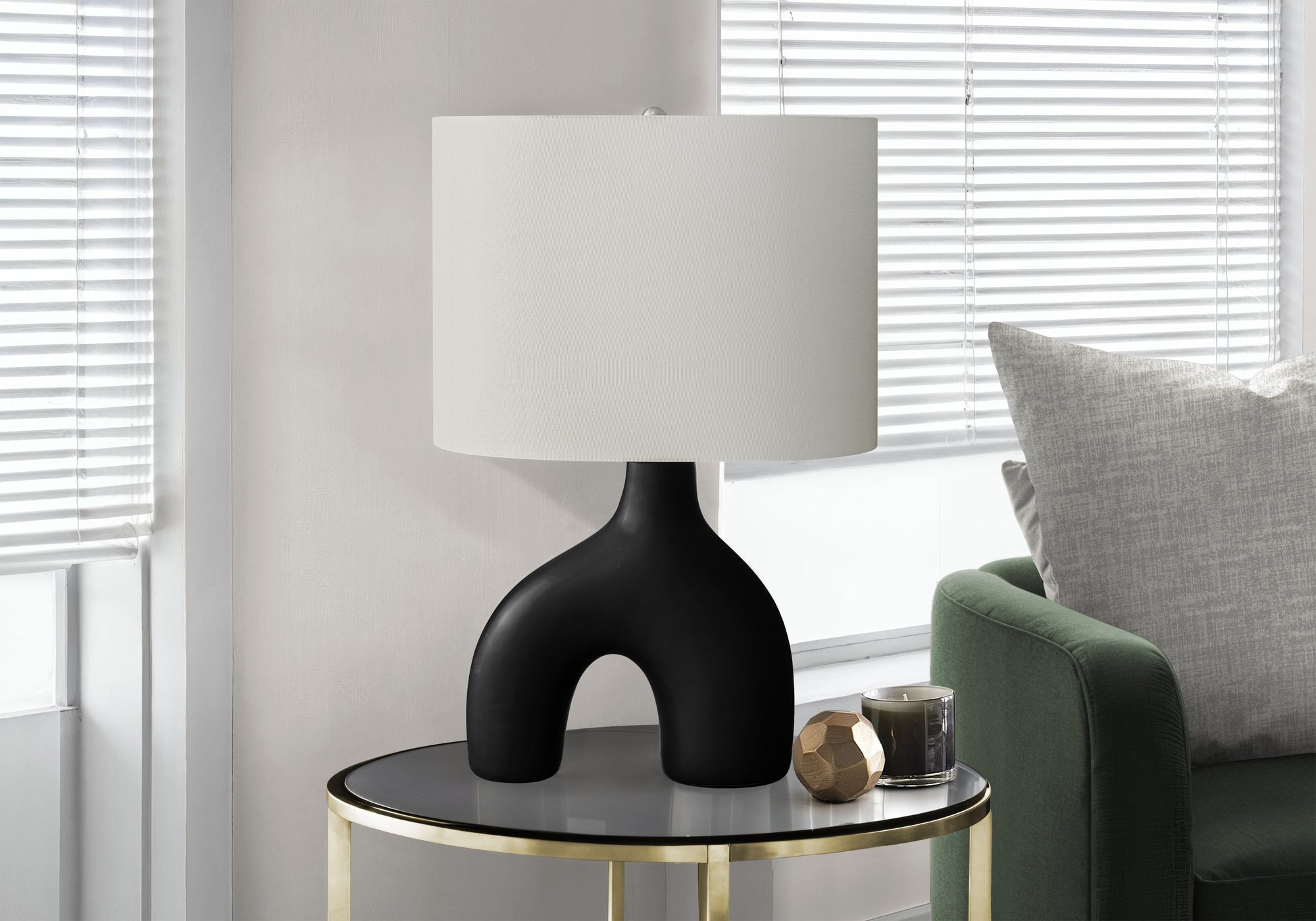 Paloma - Lighting 25"H Table Lamp Black Ceramic Ivory / Cream Shade