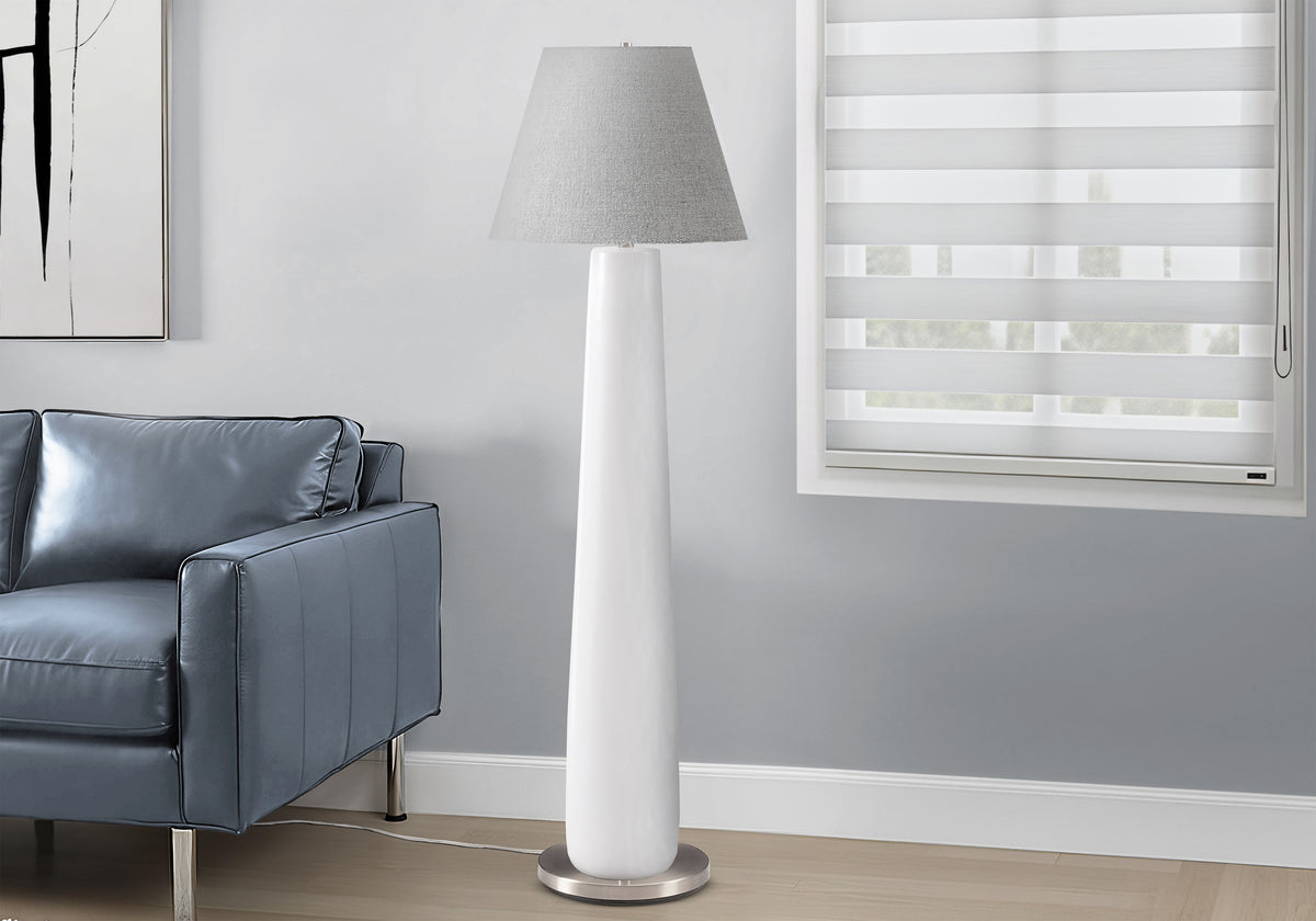 Veneto - Lighting 61"H Floor Lamp White Resin Grey Shade Contemporary