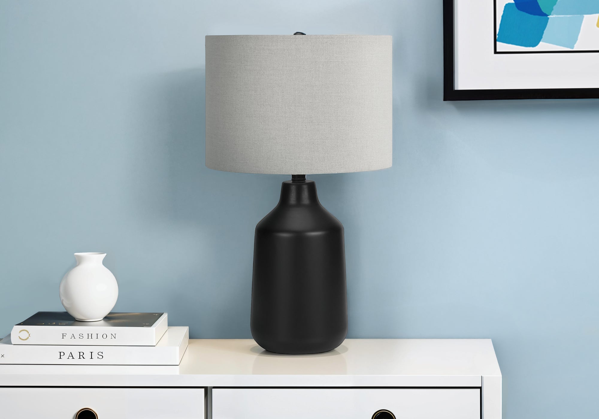 Bonilla - Lighting 24"H Table Lamp Black Concrete Grey Shade Contemporary