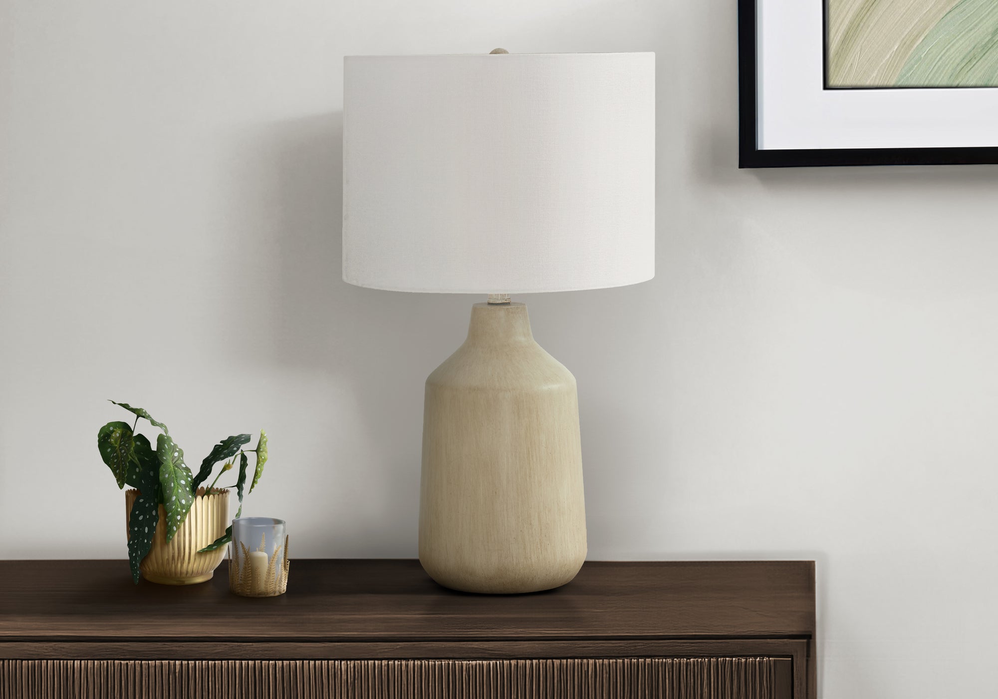 Rowanne - Lighting 24"H Table Lamp Beige Concrete Ivory / Cream Shade
