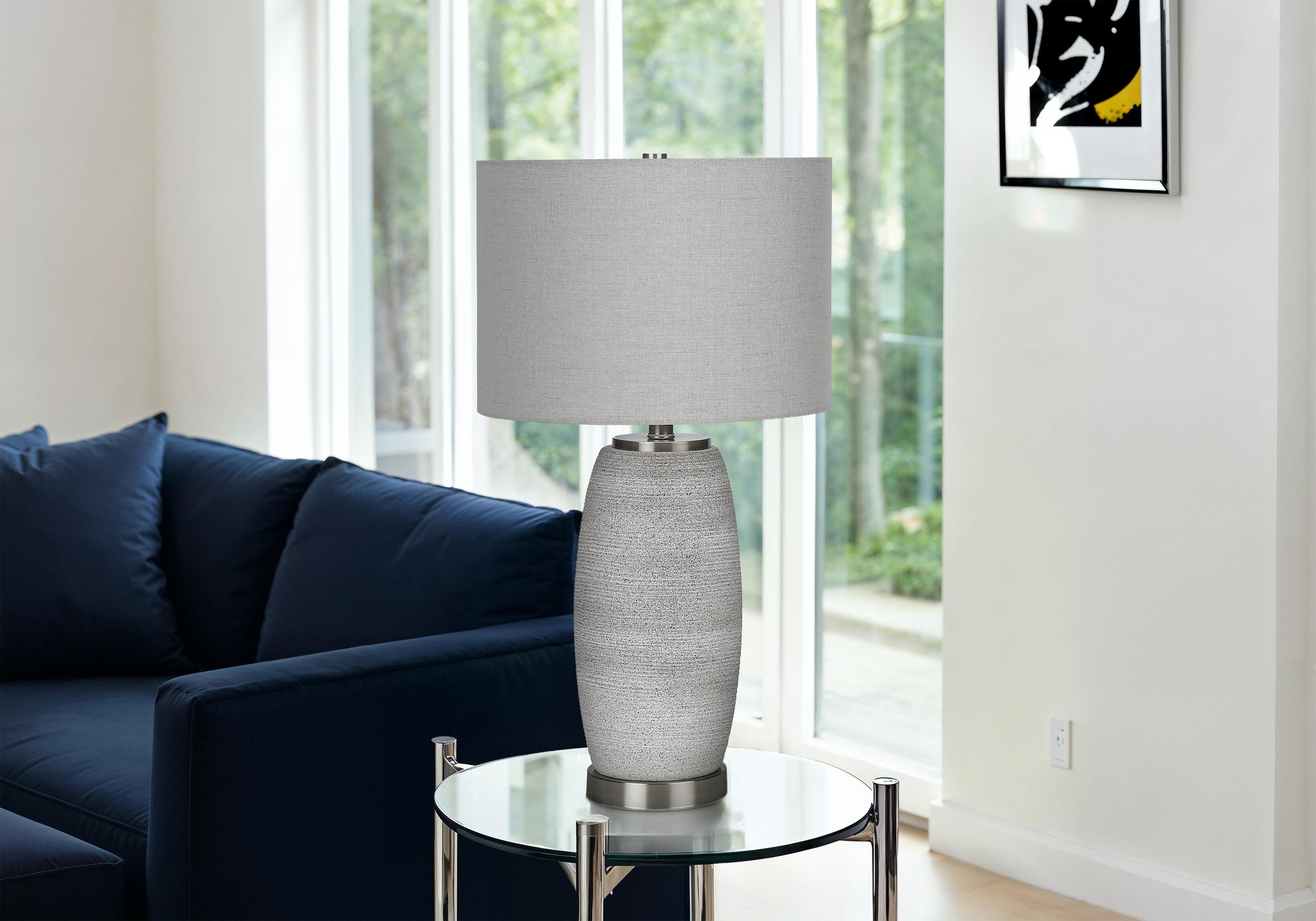 Seana - Lighting 25"H Table Lamp Grey Ceramic Grey Shade Modern
