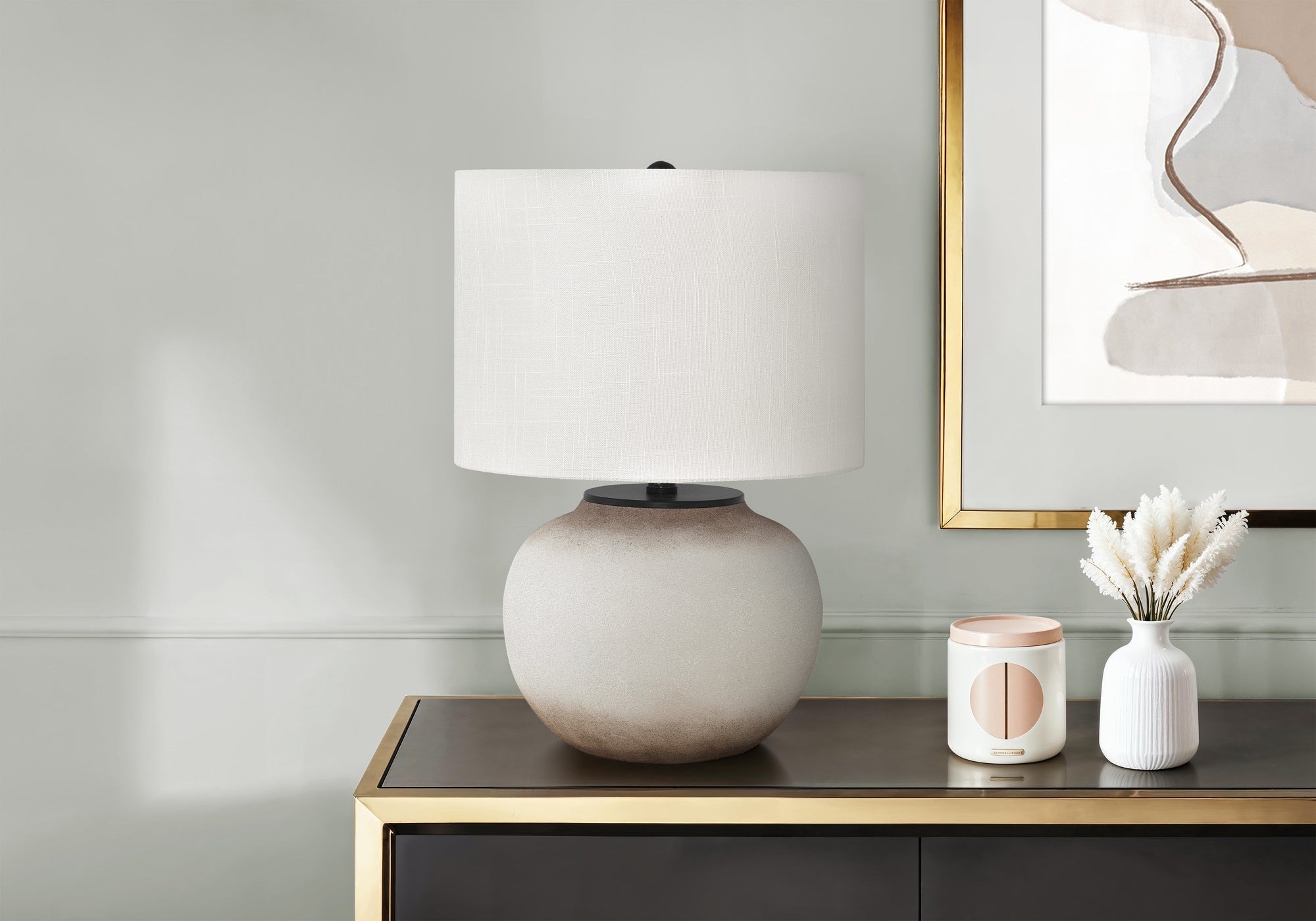 Hachiro - Lighting 21"H Table Lamp Cream Ceramic Ivory / Cream Shade
