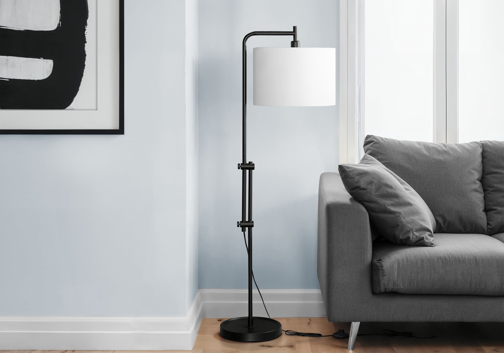 Ardelle - Lighting 63"H Floor Lamp Black Metal Ivory / Cream Shade
