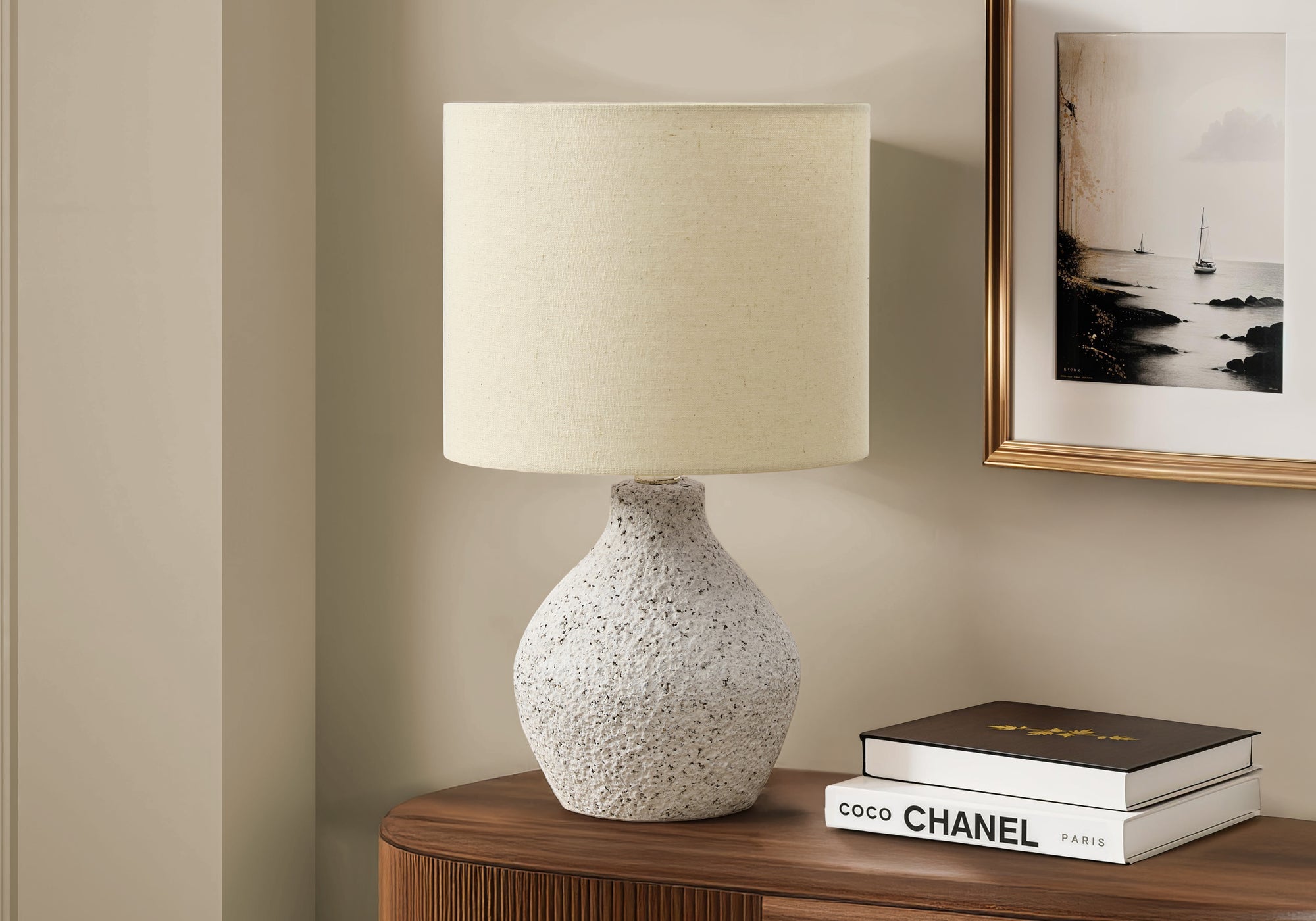Grazia - Lighting 16"H Table Lamp Beige Resin Beige Shade Contemporary