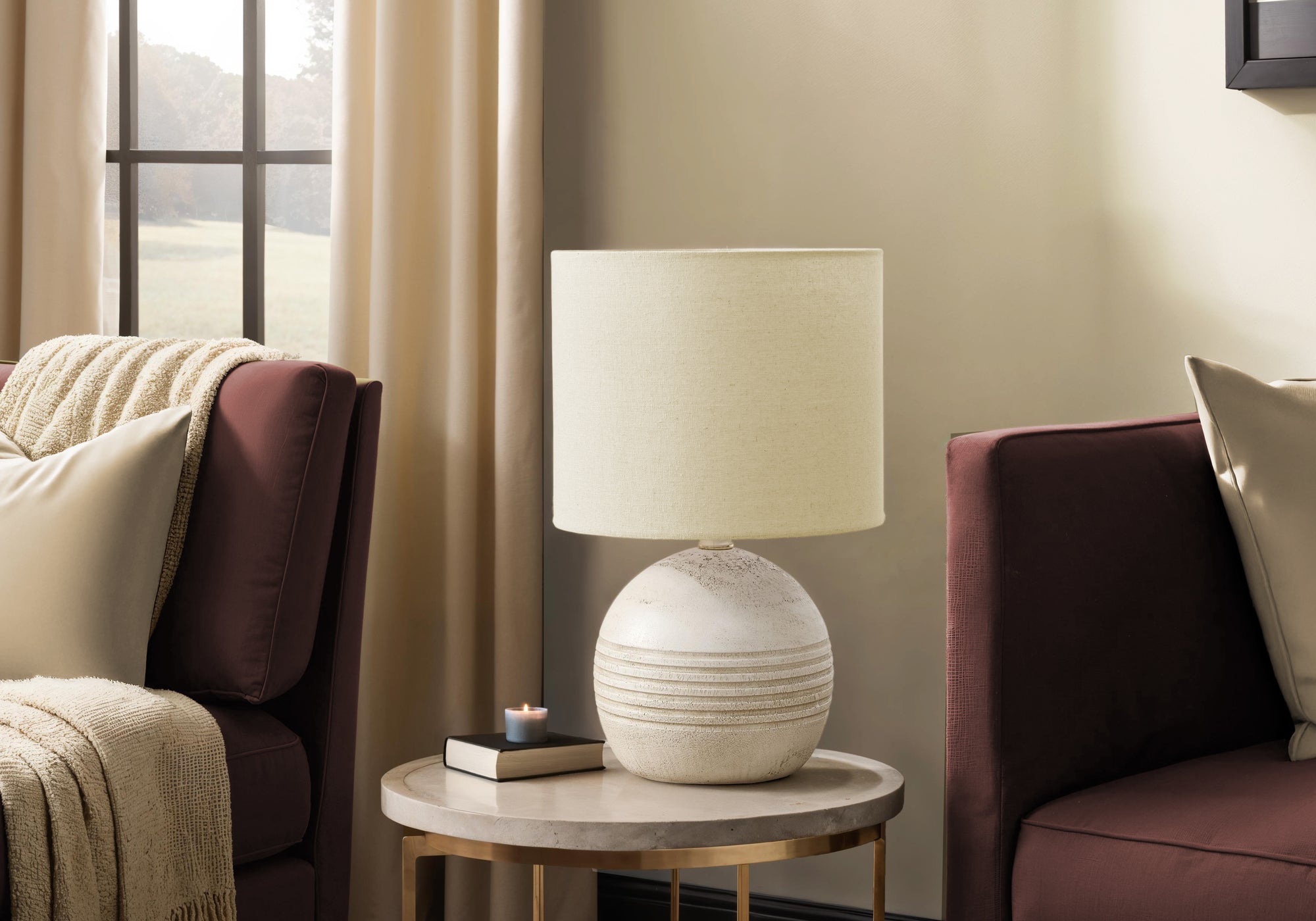 Mamba - Lighting 15"H Table Lamp Ivory Resin Beige Shade