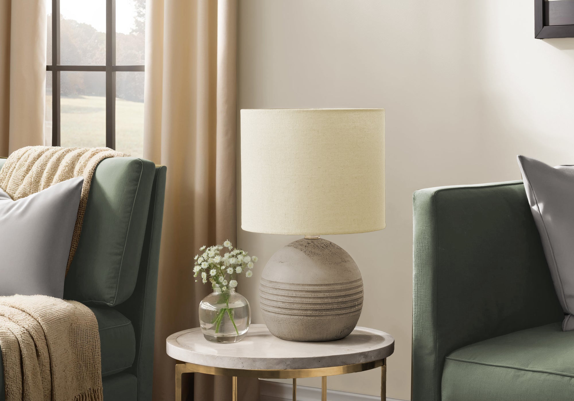 Geralyn - Lighting 15"H Table Lamp Beige Resin Beige Shade Contemporary Modern