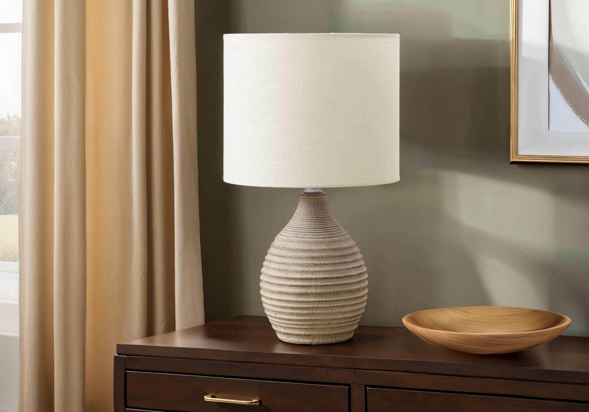Latika - Lighting 17"H Table Lamp Brown Resin Ivory / Cream Shade
