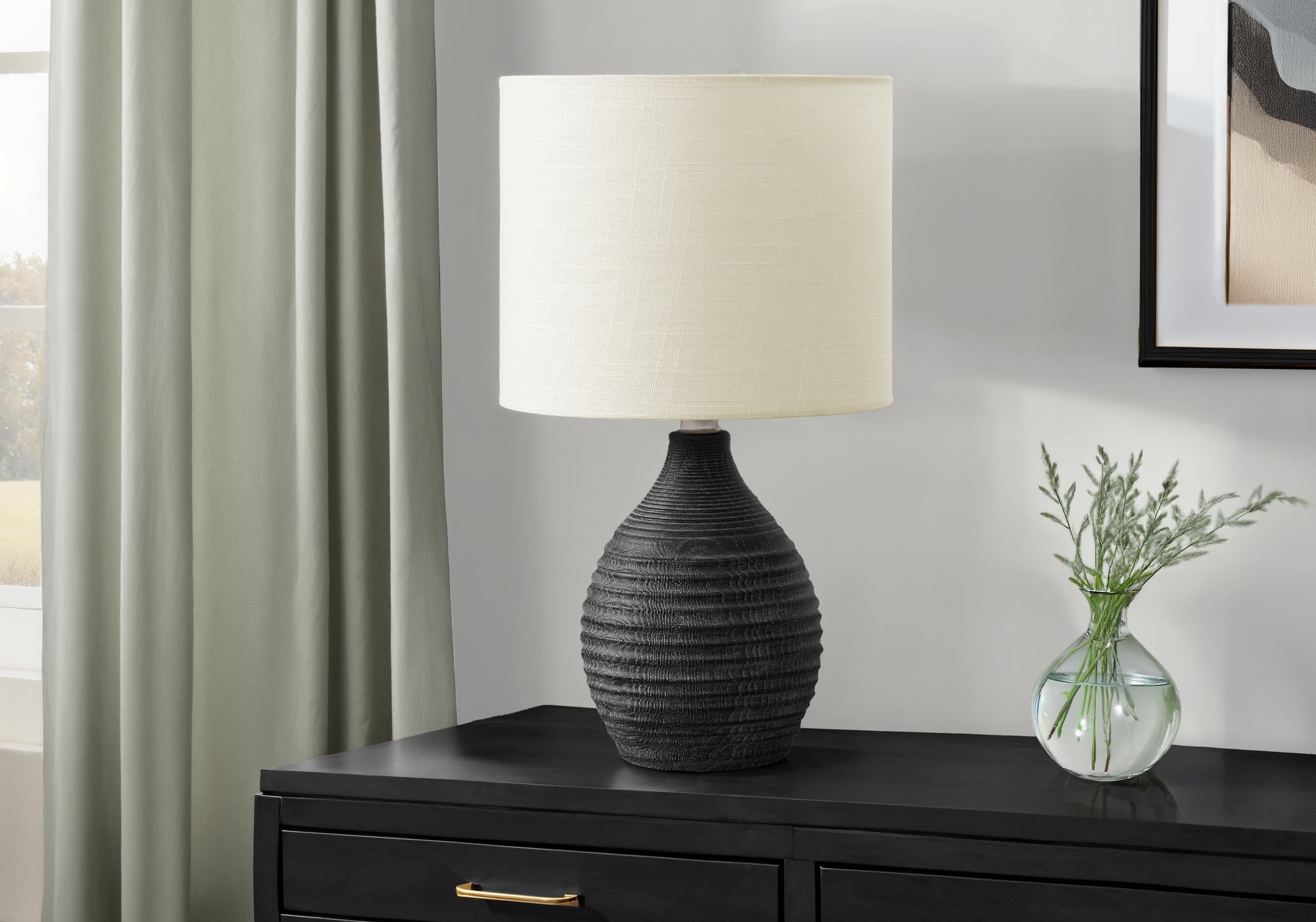 Valora - Lighting 17"H Table Lamp Grey Resin Ivory / Cream Shade
