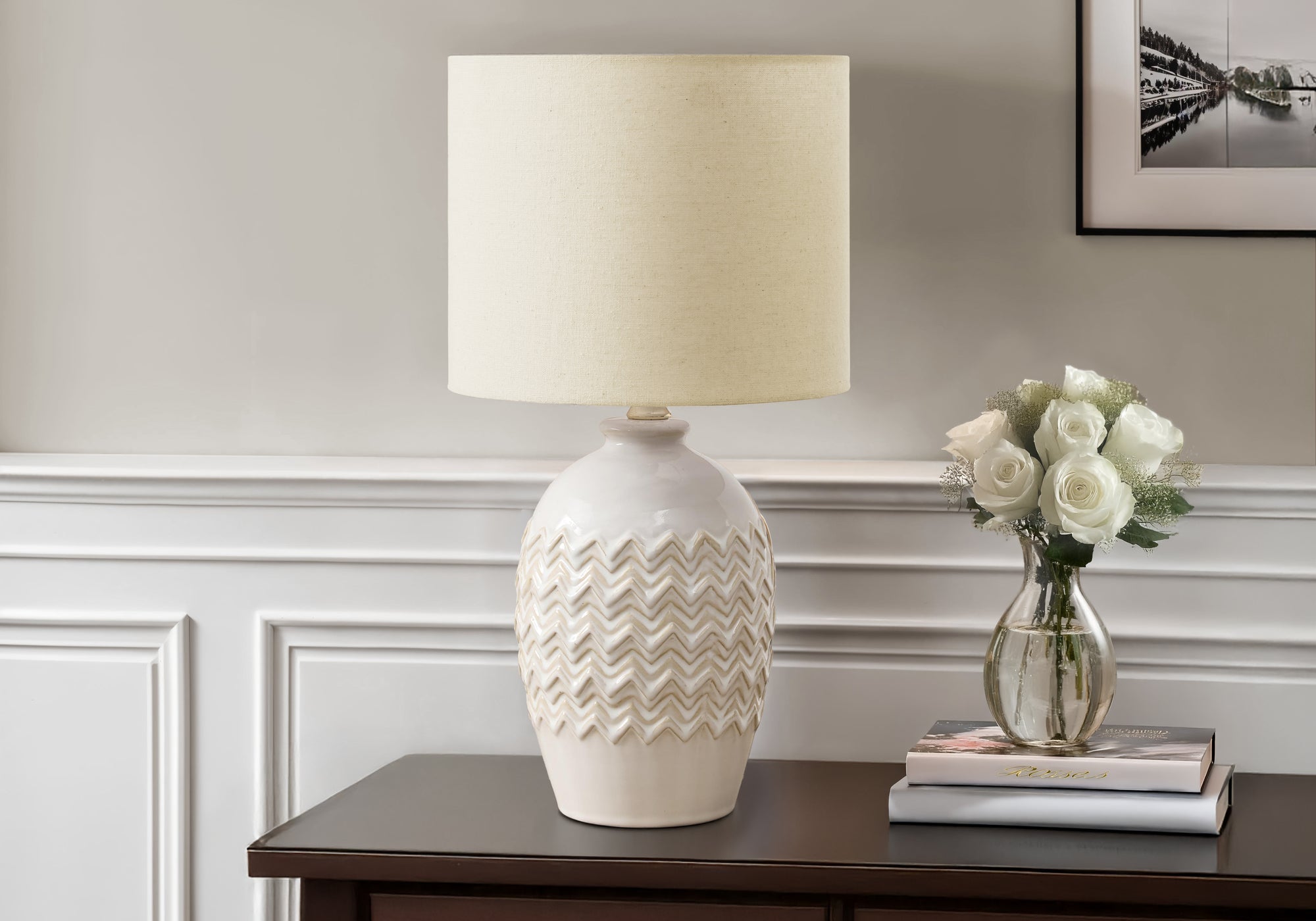 Helina - Lighting Table Lamp 19"H Ivory Ceramic Ivory / Cream Shade