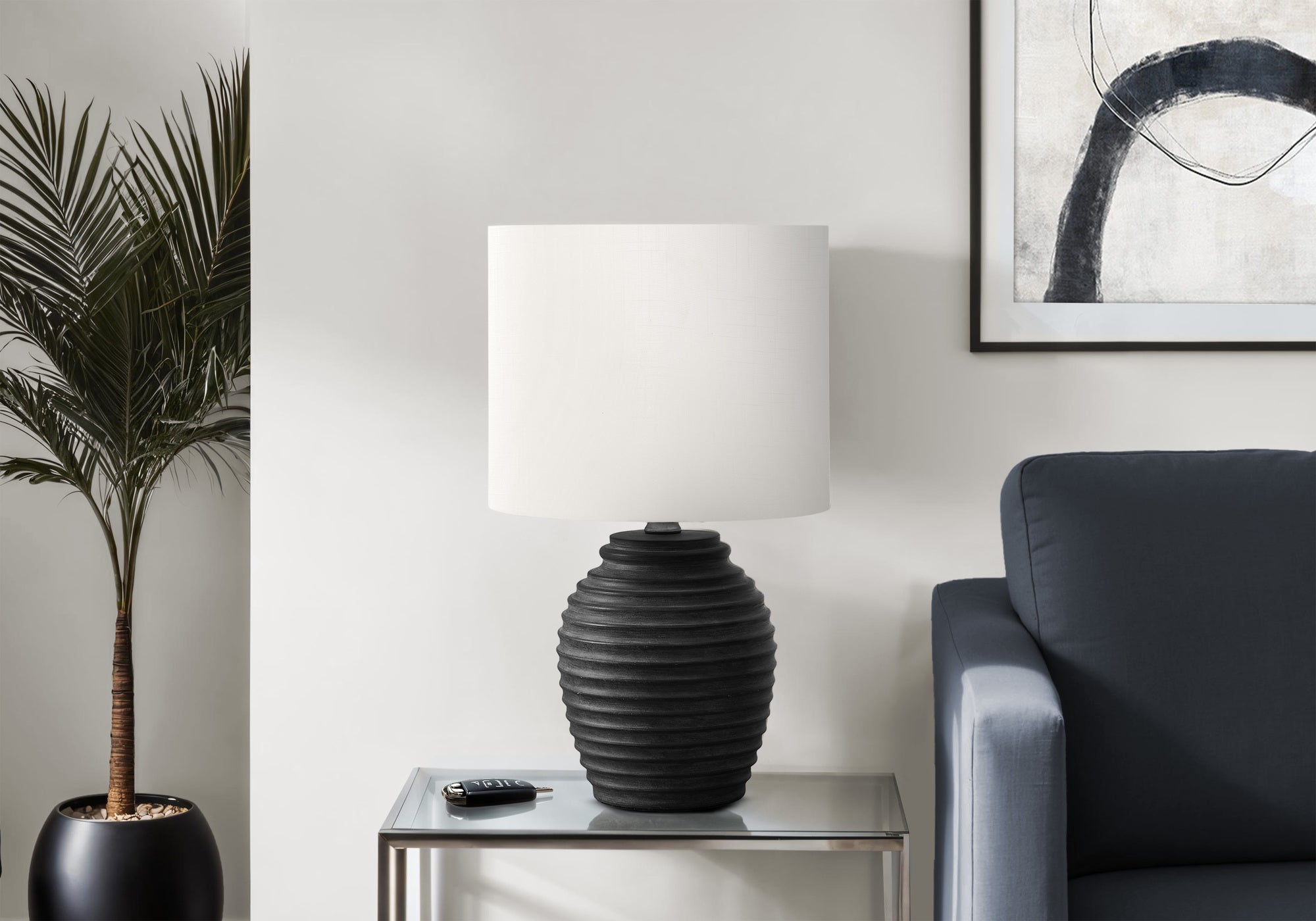 Daiwa - Lighting 17"H Table Lamp Black Resin Ivory / Cream Shade