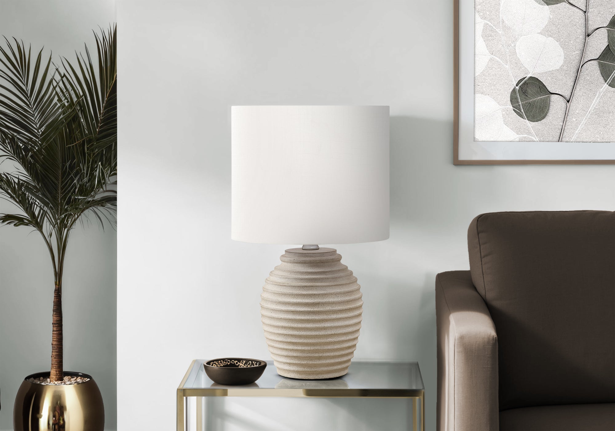 Baylor - Lighting 17"H Table Lamp Beige Resin Ivory / Cream Shade