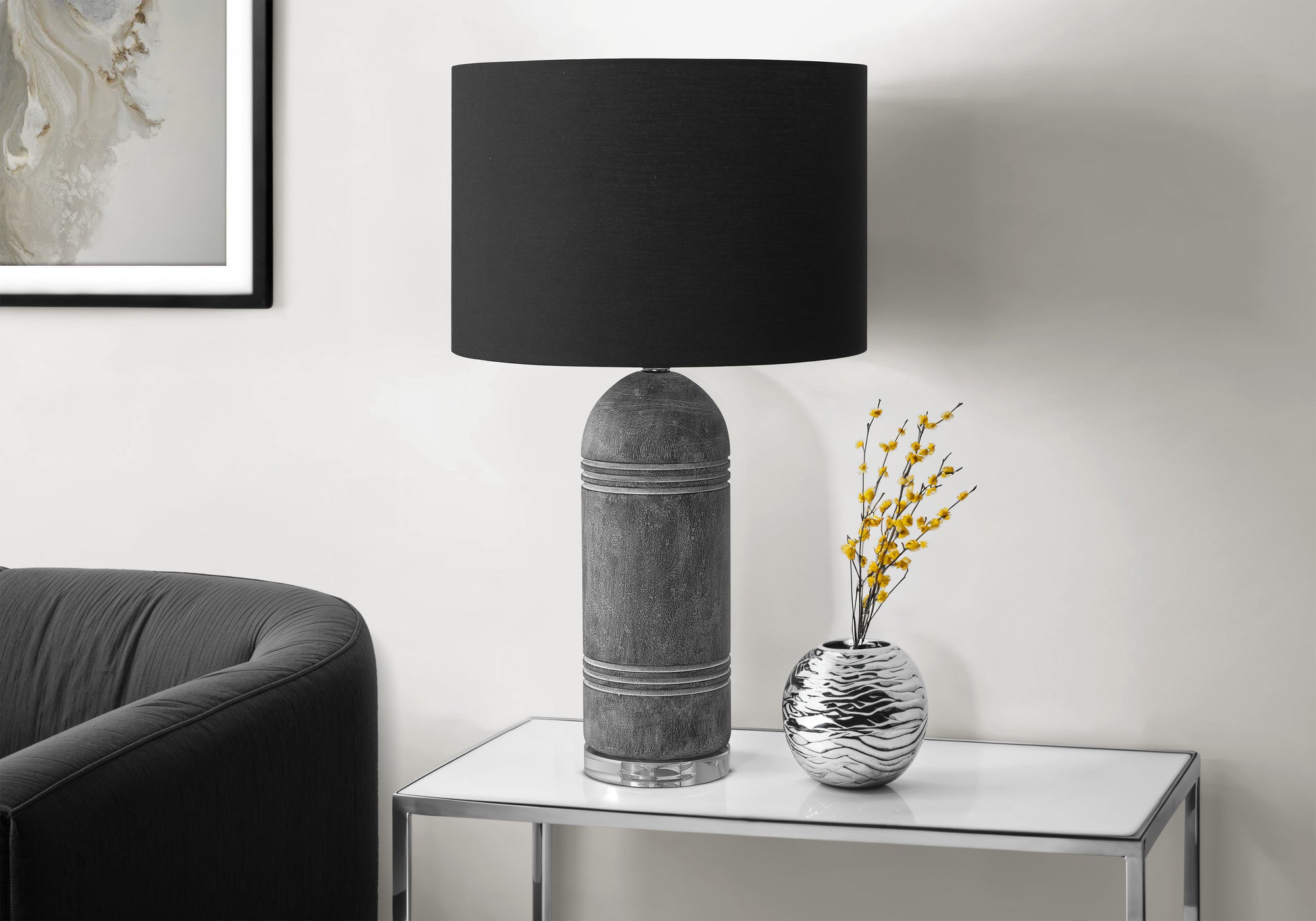 Legrand - Lighting 28"H Table Lamp Grey Resin Black Shade Contemporary Modern