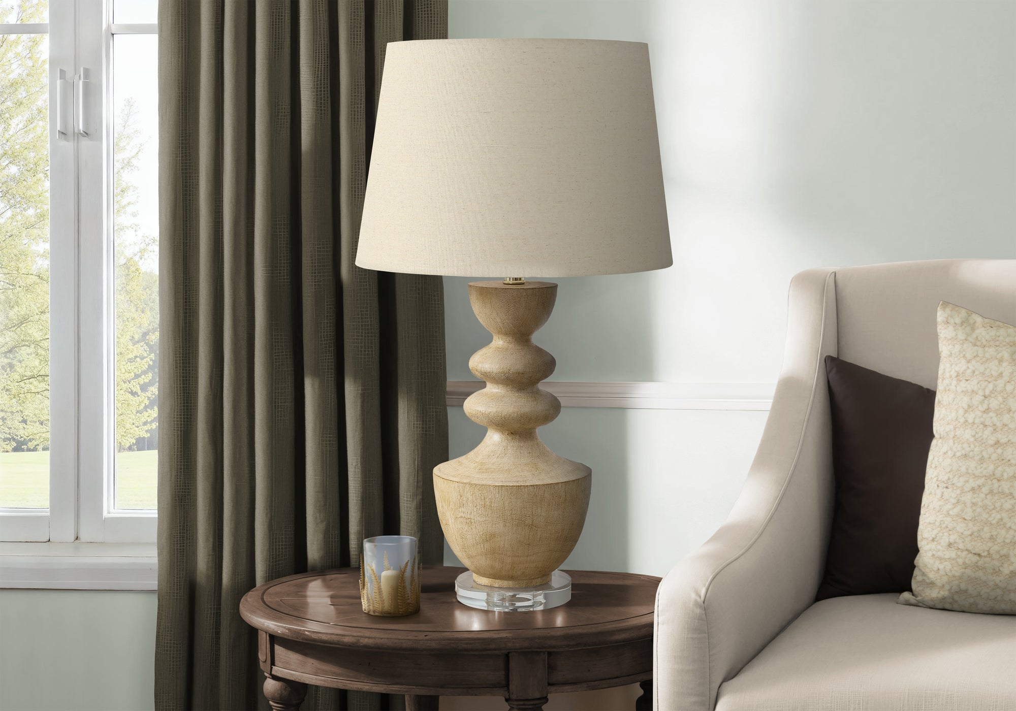 Donnica - Lighting 28"H Table Lamp Beige Resin Beige Shade Transitional