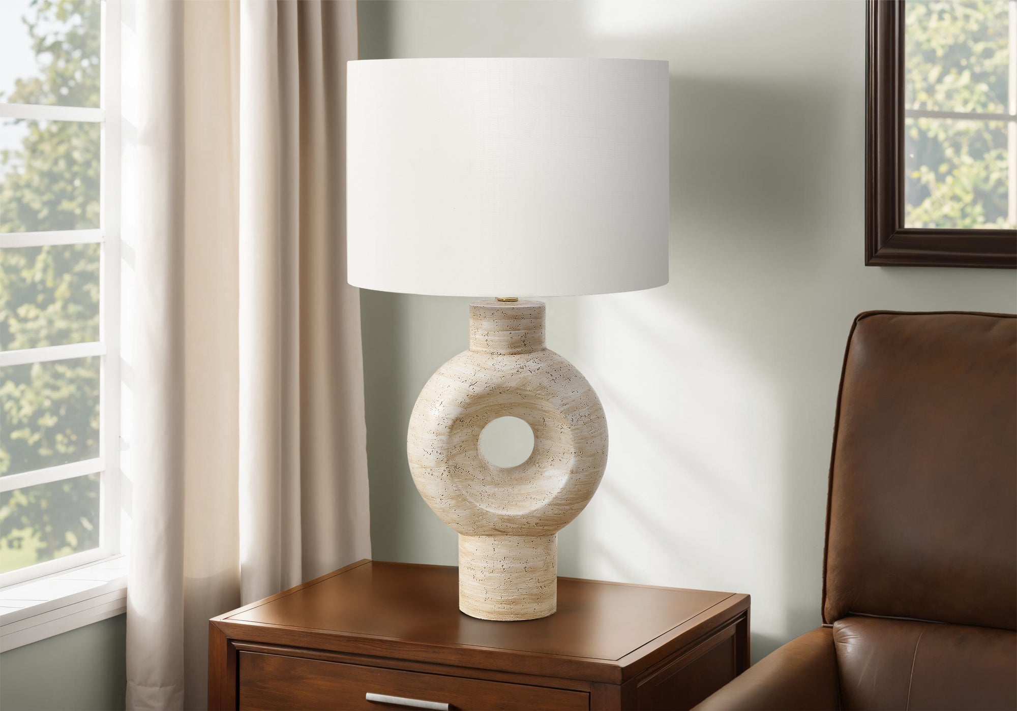 Celsie - Lighting 28"H Table Lamp Beige Resin Ivory / Cream Shade