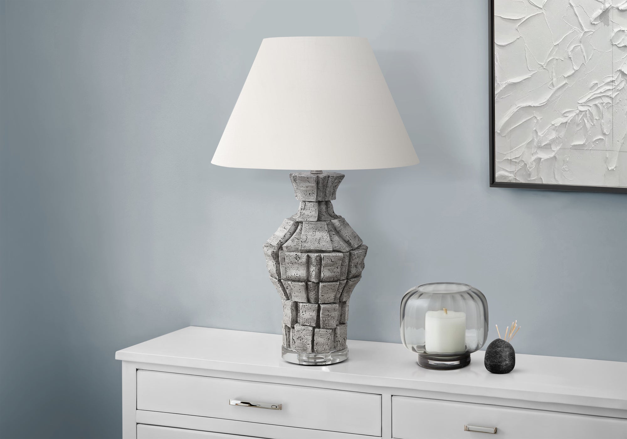 Niko - Lighting 28"H Table Lamp Grey Resin Ivory / Cream Shade