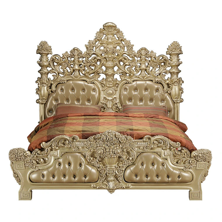 Koda Seville Eastern King Upholstered Bed in Gold – Classic Tufted Headboard