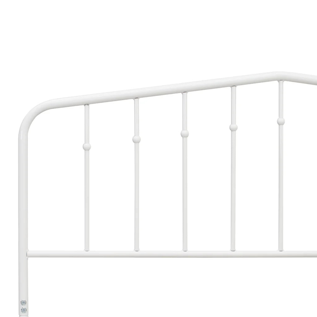 Toru Kemah Full Size White Powder-Coated Metal Bed – Sleek Frame with Extra Support