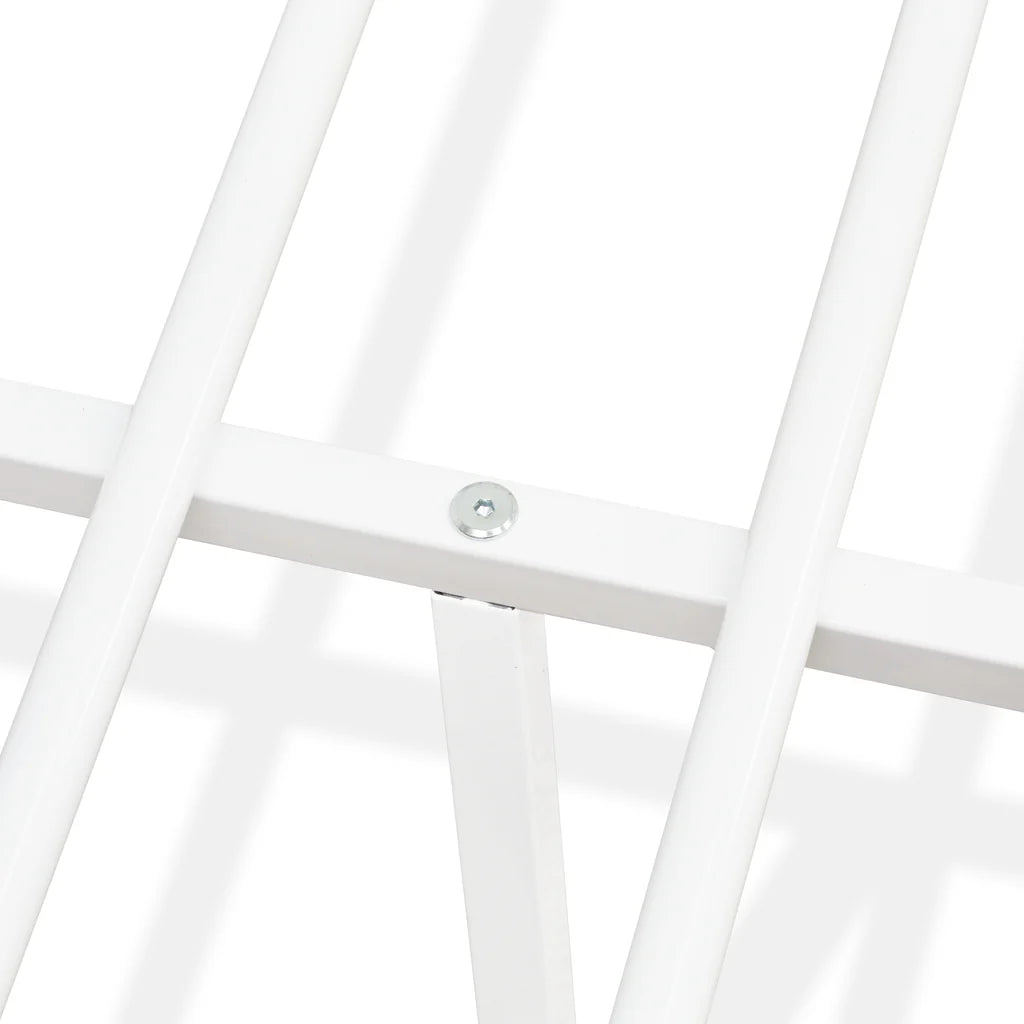 Toru Kemah Full Size White Powder-Coated Metal Bed – Sleek Frame with Extra Support