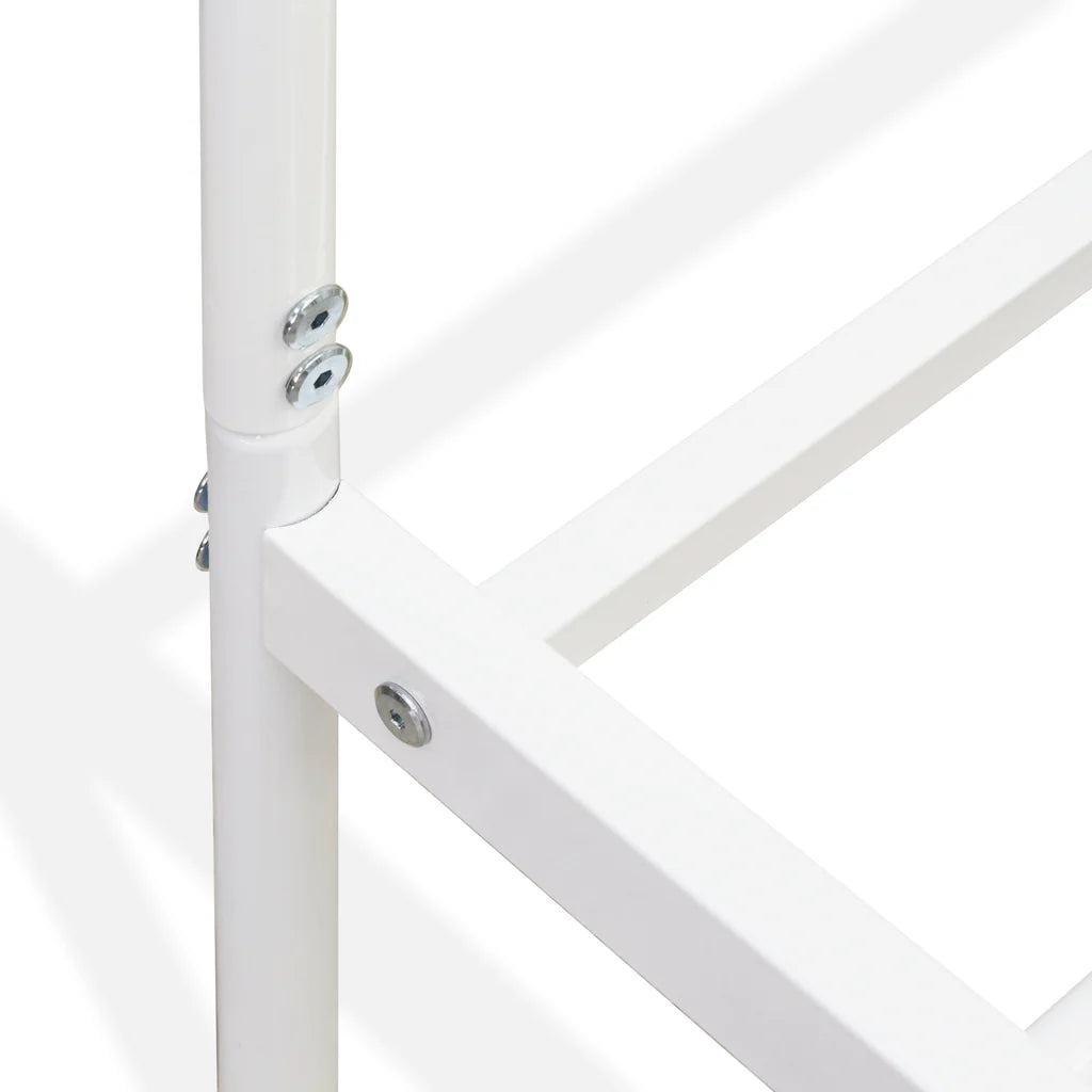 Toru Kemah Full Size White Powder-Coated Metal Bed – Sleek Frame with Extra Support