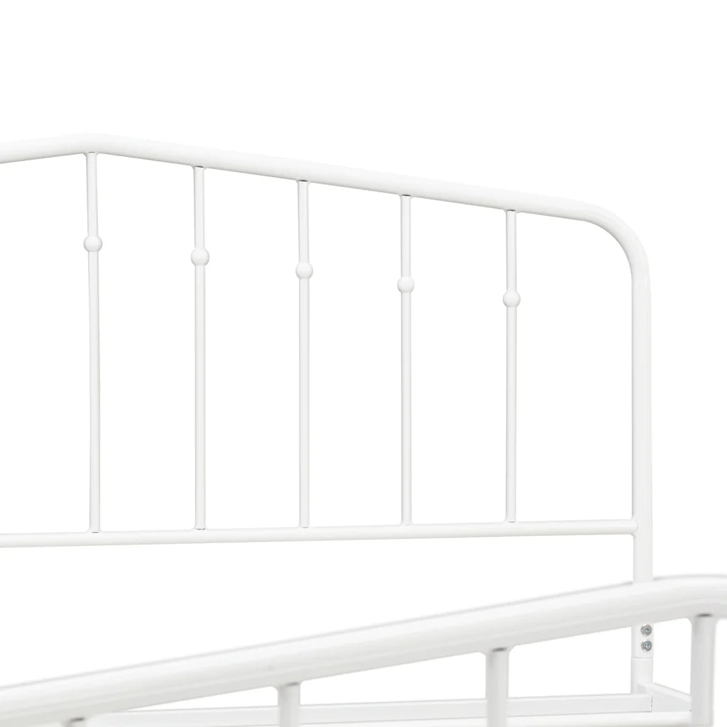 Toru Kemah Collection Queen Size White Metal Bed Frame – Sleek Platform Style with Powder-Coated Finish