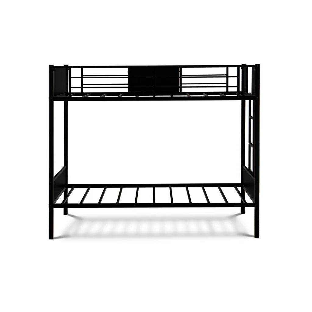 Destin Lynfield Twin Size Bunk Bed in Black – Sturdy Powder-Coated Metal Frame with Guard Rails