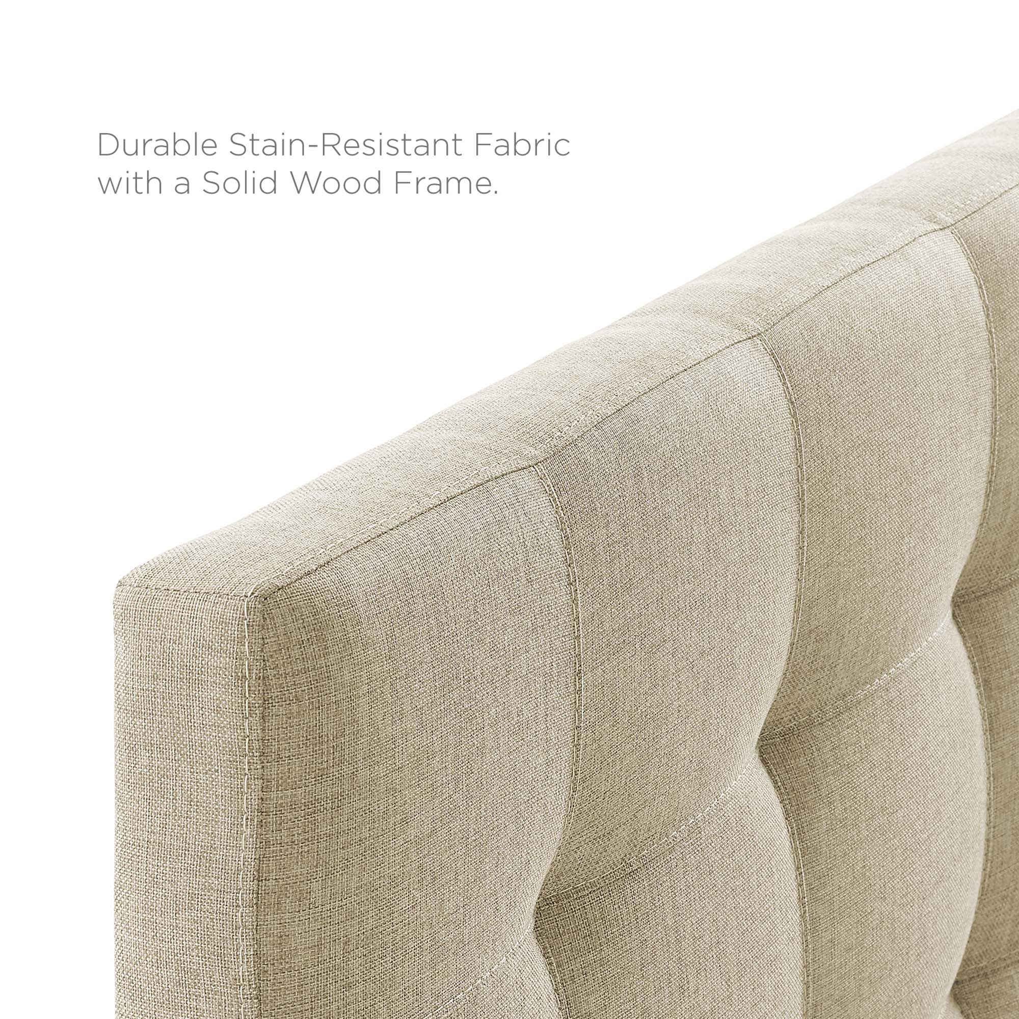 Lily Upholstered Fabric Queen Headboard, Beige