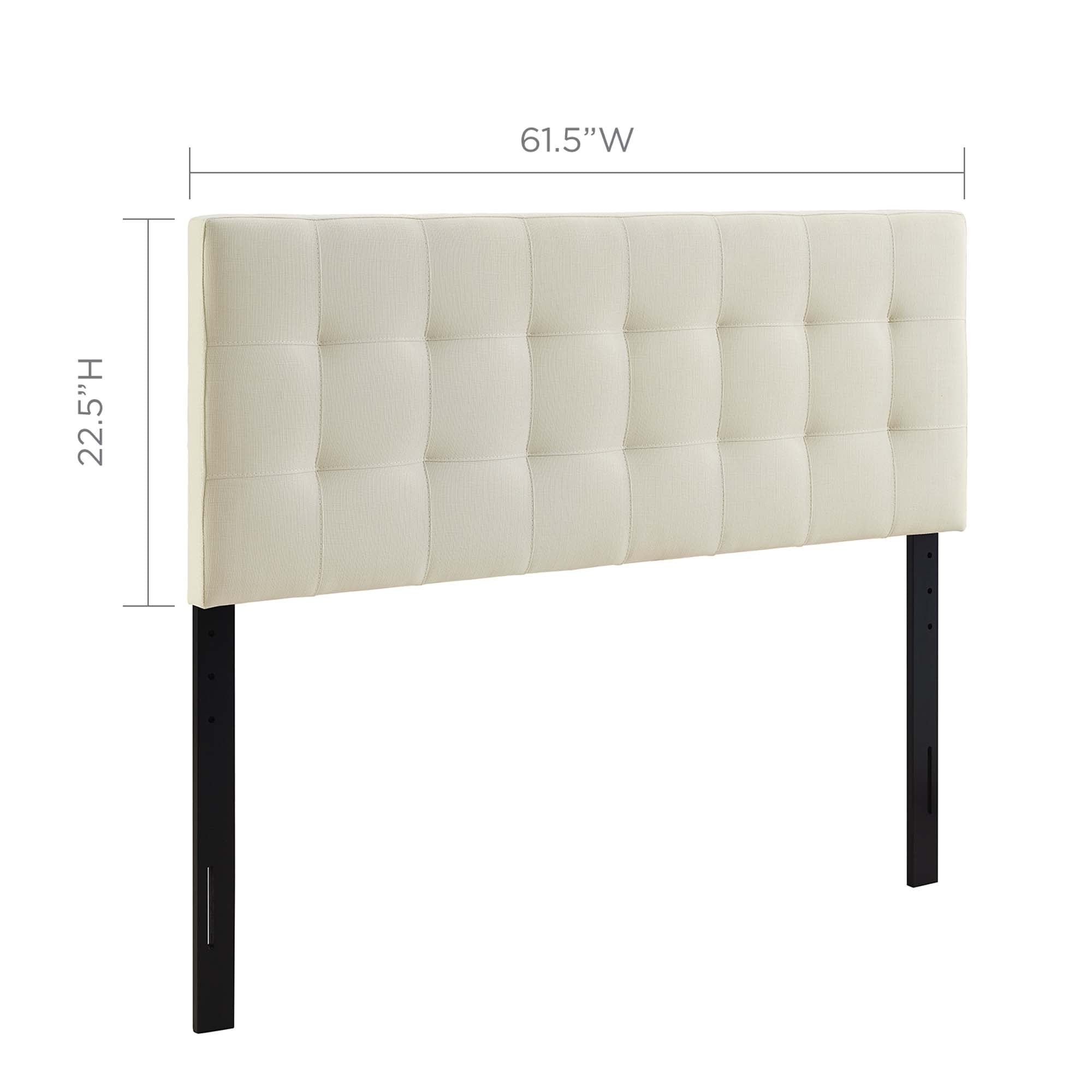 Lily Upholstered Fabric Queen Headboard, Ivory