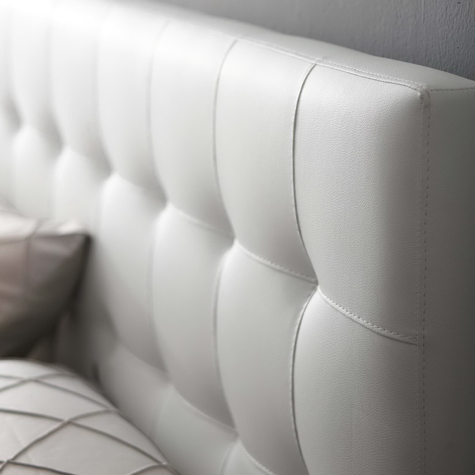 Lily Upholstered Vinyl Queen Headboard, White