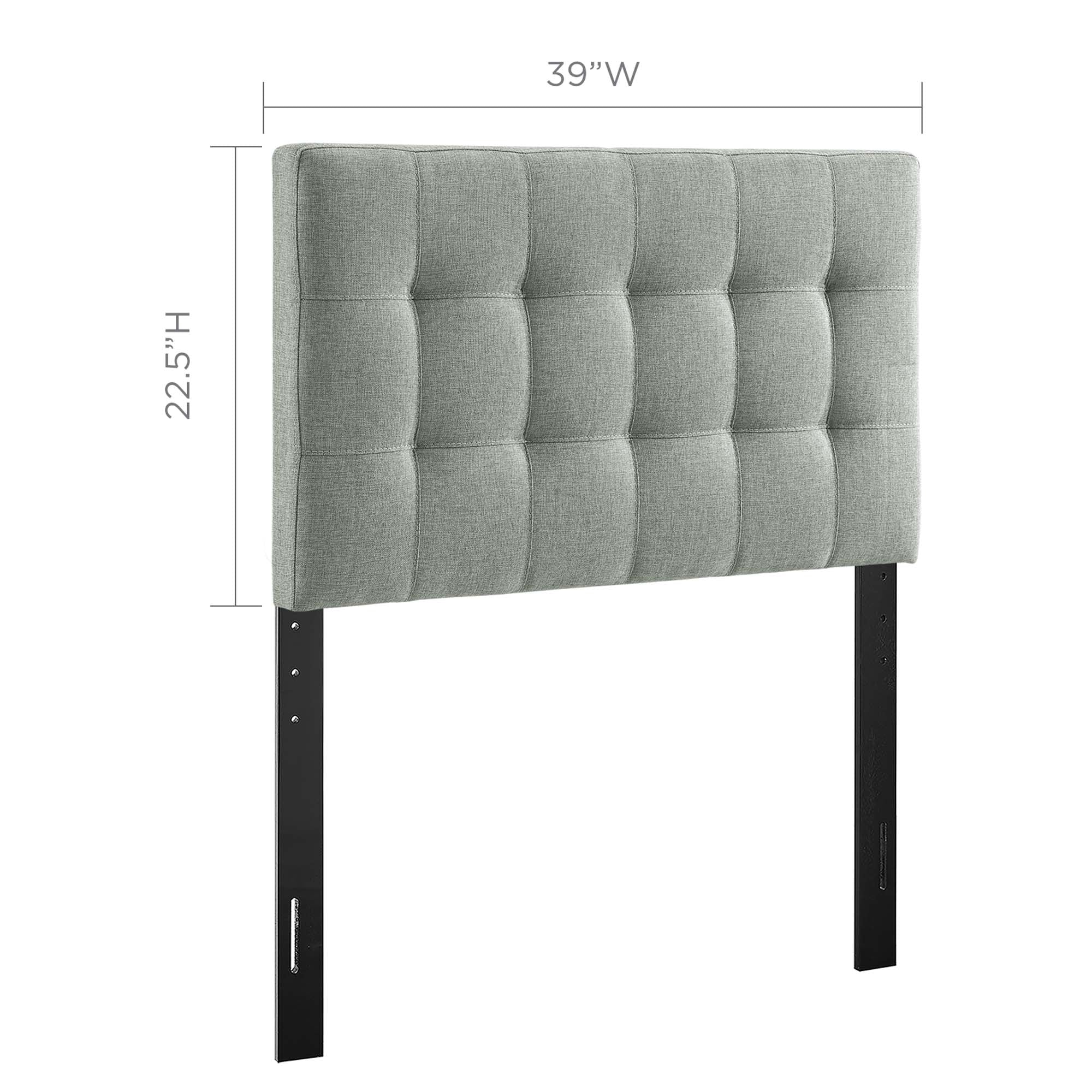 Lily Upholstered Fabric Twin Headboard, Gray