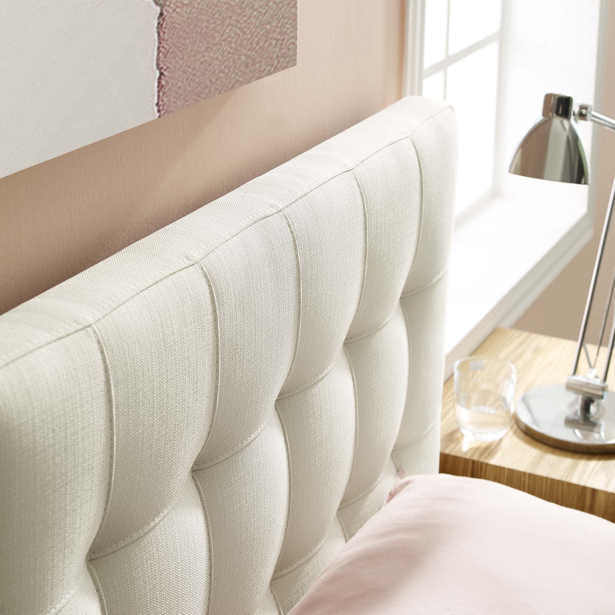 Lily Upholstered Fabric Twin Headboard, Ivory