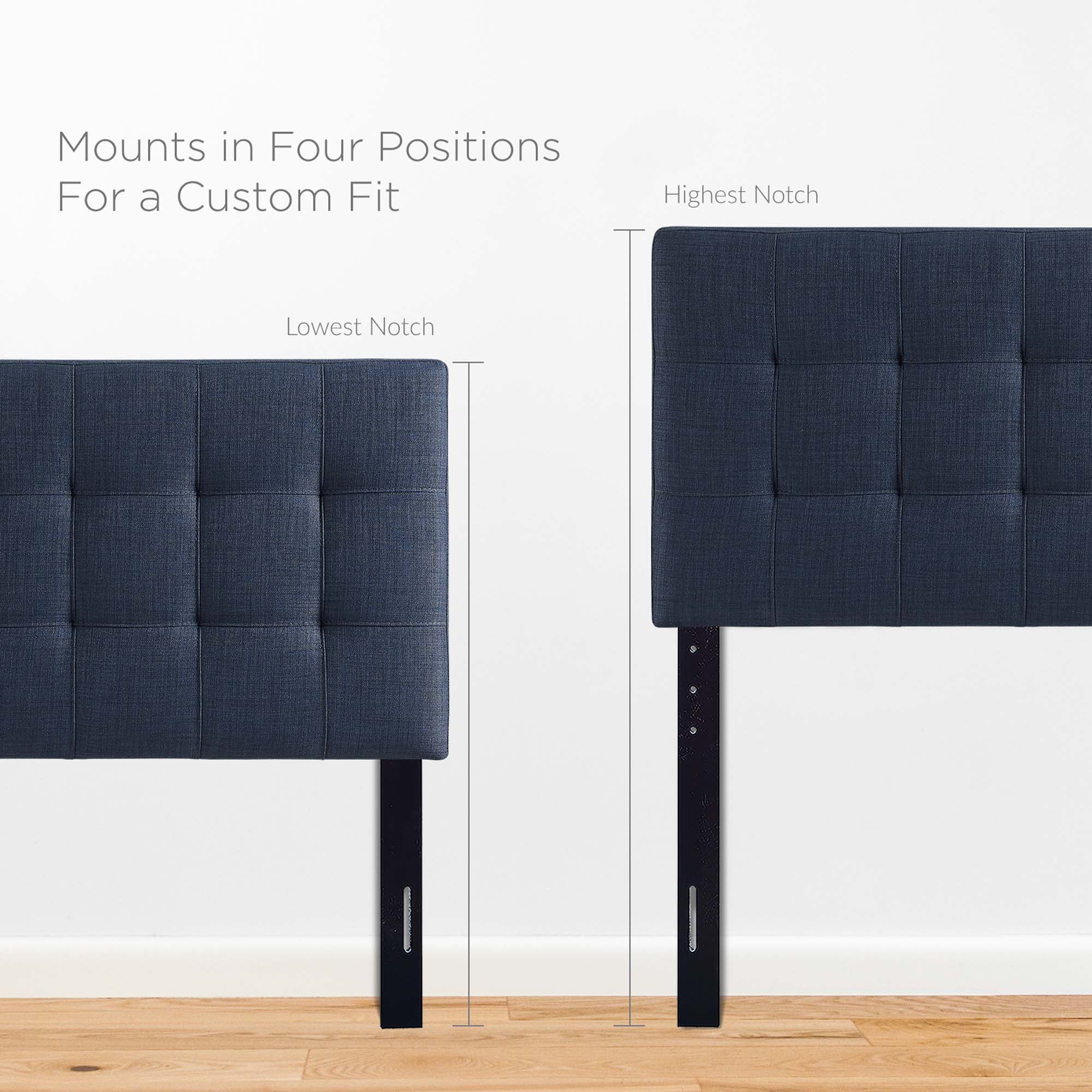 Lily Upholstered Fabric Twin Headboard, Navy