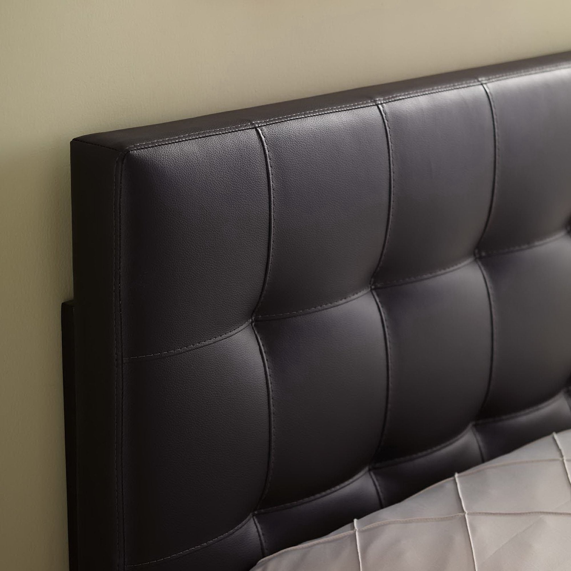 Lily Upholstered Vinyl Twin Headboard, Brown