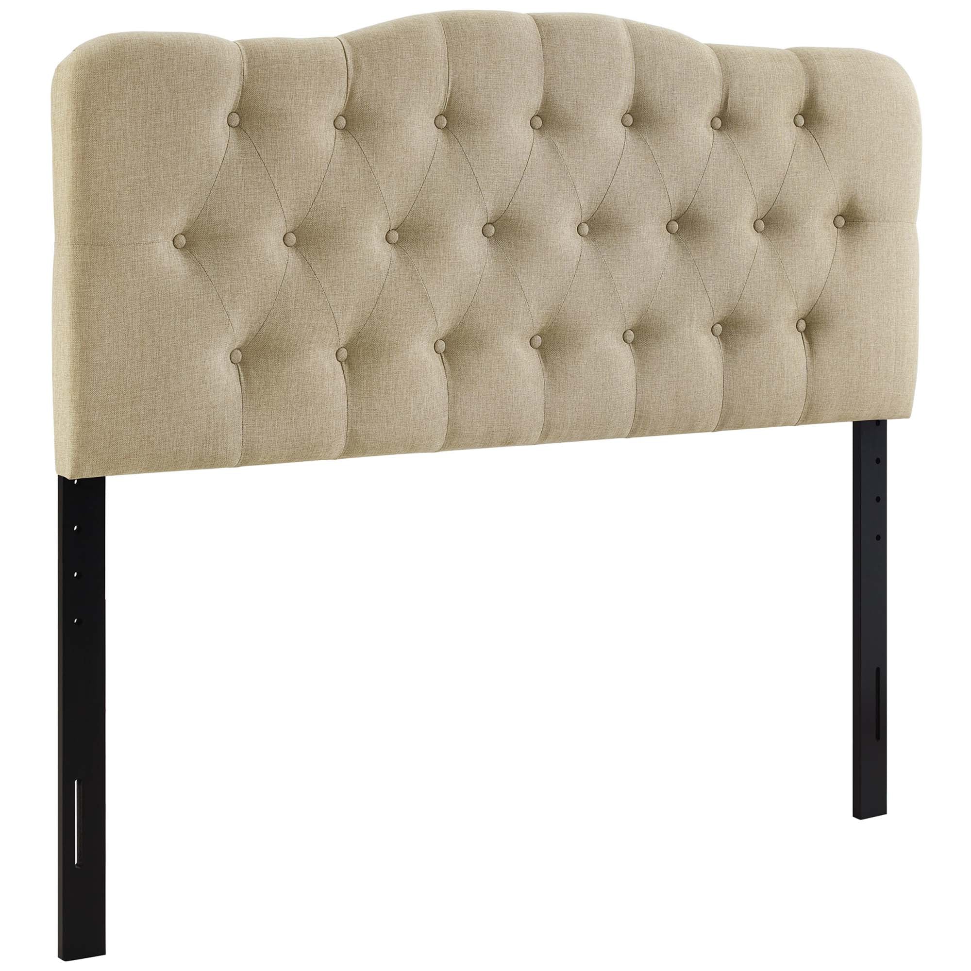 Annabel Upholstered Fabric Queen Headboard, Beige