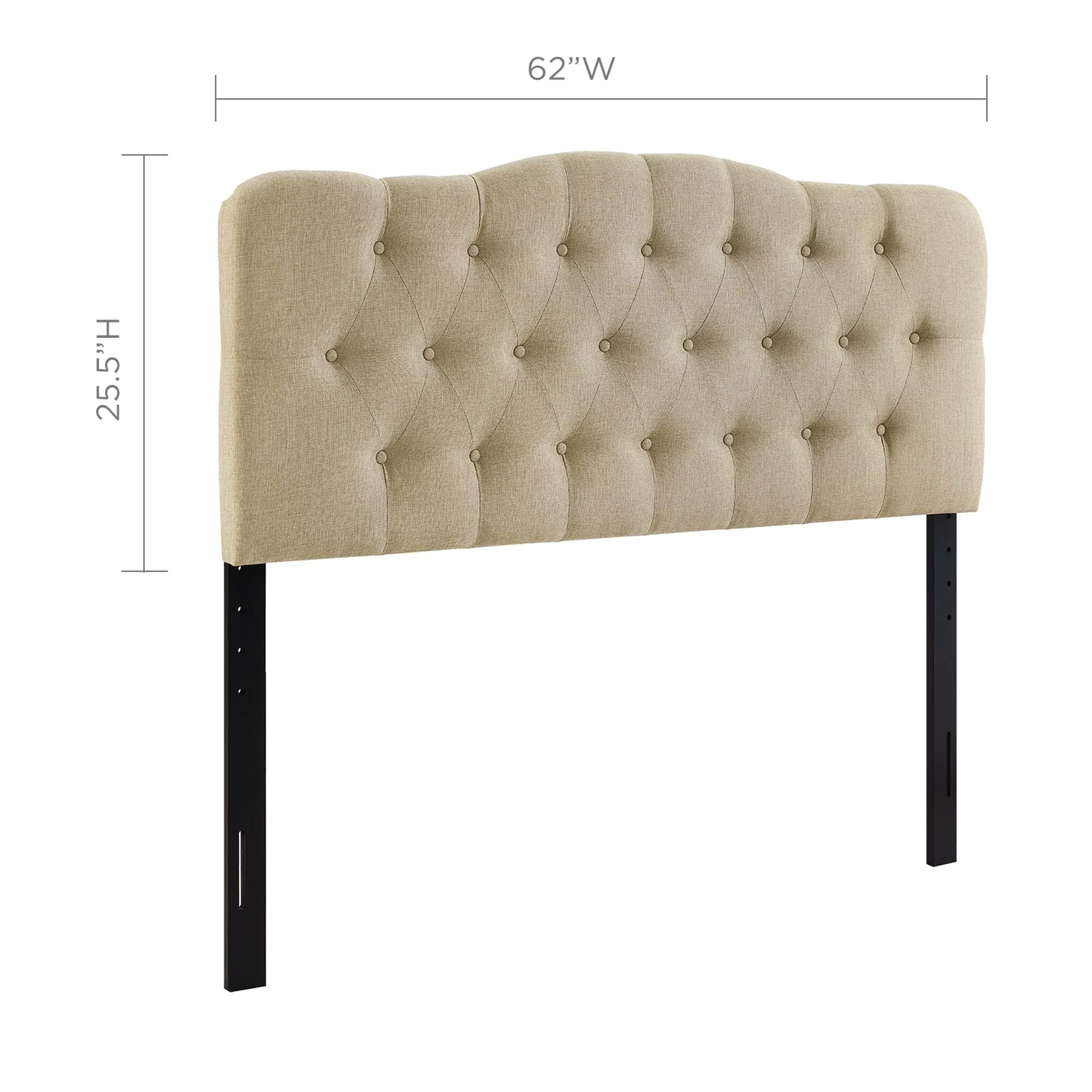 Annabel Upholstered Fabric Queen Headboard, Beige