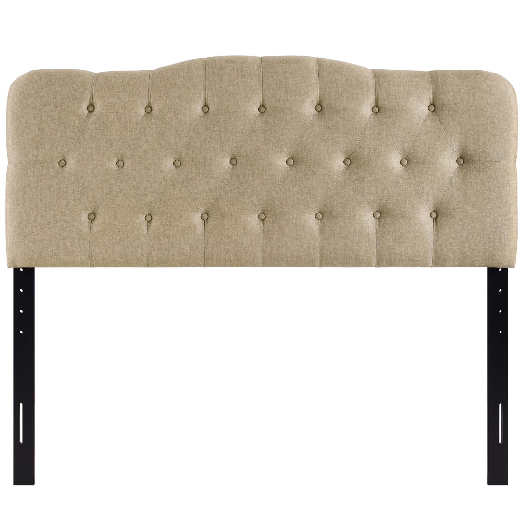 Annabel Upholstered Fabric Queen Headboard, Beige